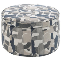 Kito Oval Accent Ottoman, 39 Inch, Hidden Storage, Patterned Fabric -BM330071