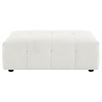 Lopo Ottoman, 46 Inch, Off White Fabric, Modern Geometric Grid Tufted -BM330073