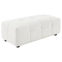 Lopo Ottoman, 46 Inch, Off White Fabric, Modern Geometric Grid Tufted -BM330073
