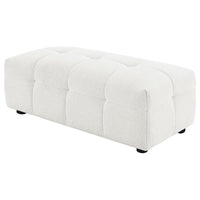 Lopo Ottoman, 46 Inch, Off White Fabric, Modern Geometric Grid Tufted -BM330073