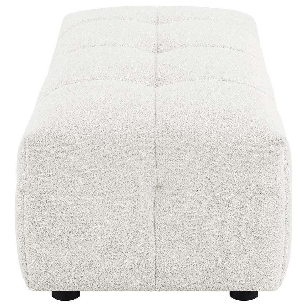 Lopo Ottoman, 46 Inch, Off White Fabric, Modern Geometric Grid Tufted -BM330073
