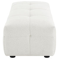 Lopo Ottoman, 46 Inch, Off White Fabric, Modern Geometric Grid Tufted -BM330073