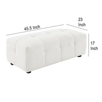 Lopo Ottoman, 46 Inch, Off White Fabric, Modern Geometric Grid Tufted -BM330073