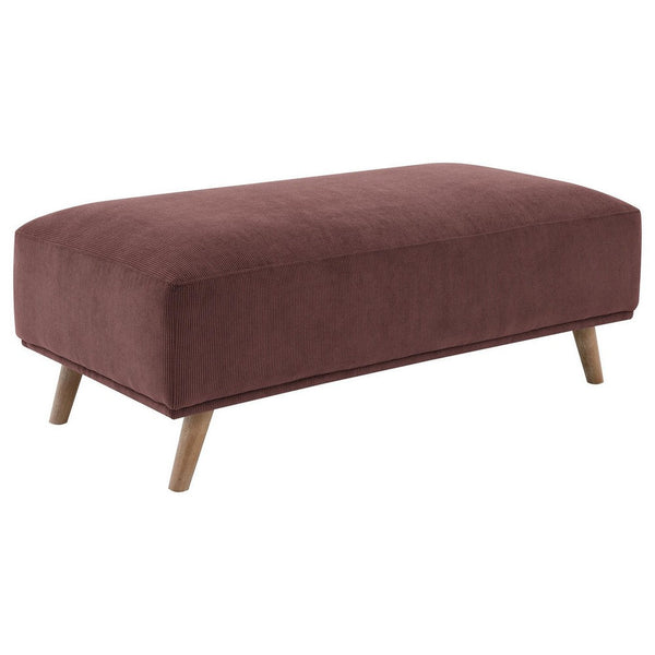 Beno Accent Ottoman, 51 Inch Retro Burgundy Red Corduroy, Angled Legs -BM330077