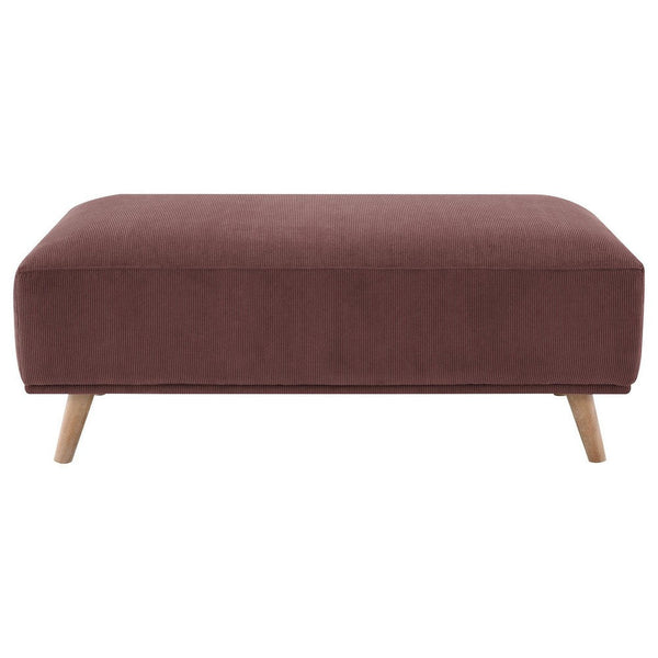 Beno Accent Ottoman, 51 Inch Retro Burgundy Red Corduroy, Angled Legs -BM330077