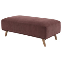 Beno Accent Ottoman, 51 Inch Retro Burgundy Red Corduroy, Angled Legs -BM330077