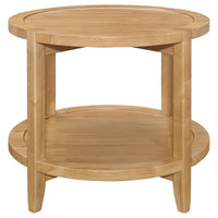 Camilia Side End Table, 23 Inch Round Top, 1 Shelf, Natural Brown -BM330078