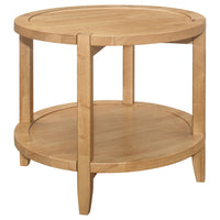 Camilia Side End Table, 23 Inch Round Top, 1 Shelf, Natural Brown -BM330078