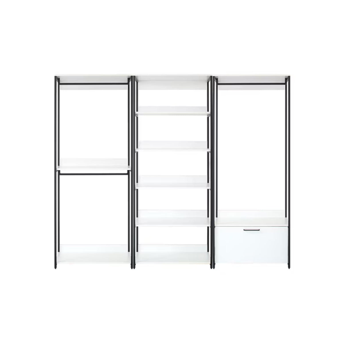 Cox Modular Closet System, 8 Shelves, 3 Hanging Rods, Black Metal-BM330080