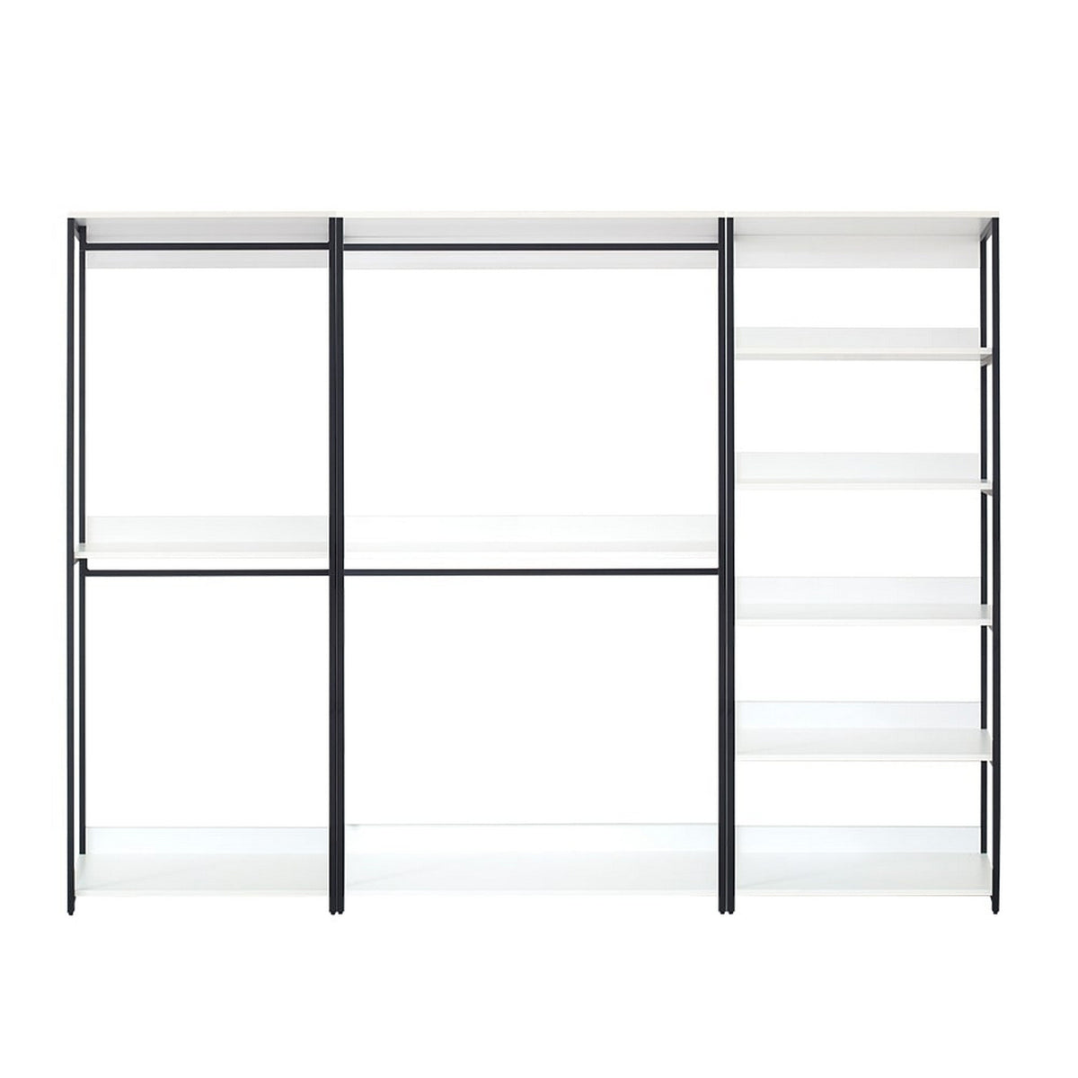 Cox Modular Closet System, 4 Hanging Rods, 9 Shelves, Black Metal-BM330082