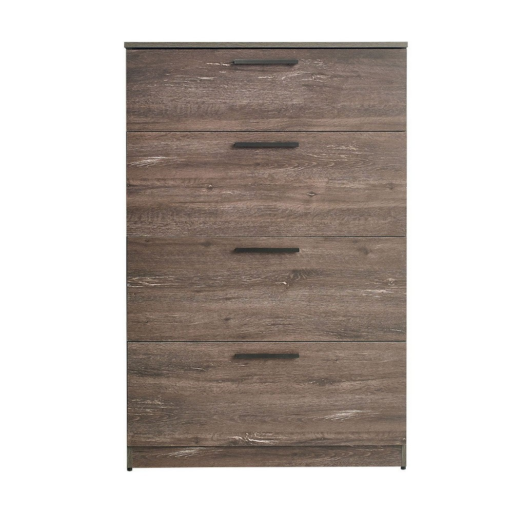 Tall Dresser Chest, 4 Storage Drawers, 48 Inch, Weathered Brown Wood -BM330089