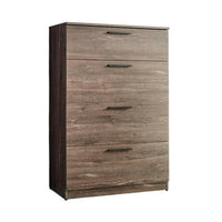 Tall Dresser Chest, 4 Storage Drawers, 48 Inch, Weathered Brown Wood -BM330089