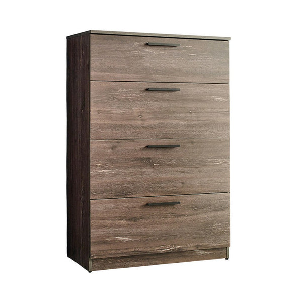 Tall Dresser Chest, 4 Storage Drawers, 48 Inch, Weathered Brown Wood -BM330089