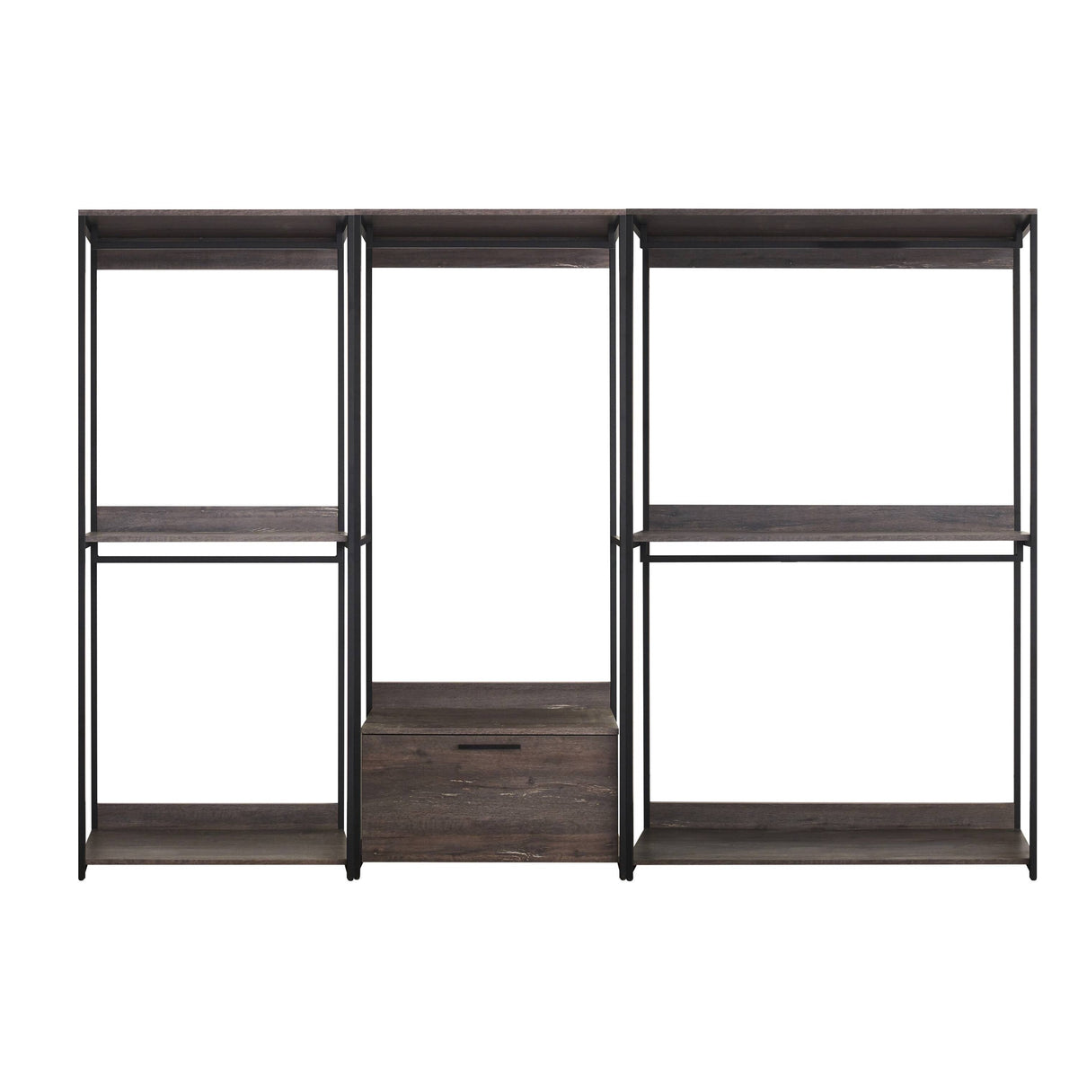 Gin Modular Closet System, 5 Hanging Rods, 5 Shelves, Black Metal-BM330091