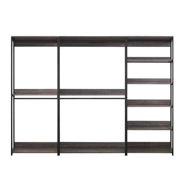 Gin Modular Closet System, 9 Shelves, 4 Hanging Rods, Black Metal-BM330094