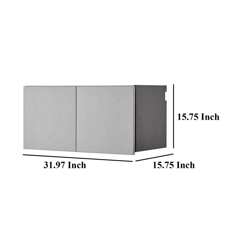 Asti Garage Wall Storage Cabinet, 32 Inch, 2 Wide Doors, Gray Metallic -BM330103
