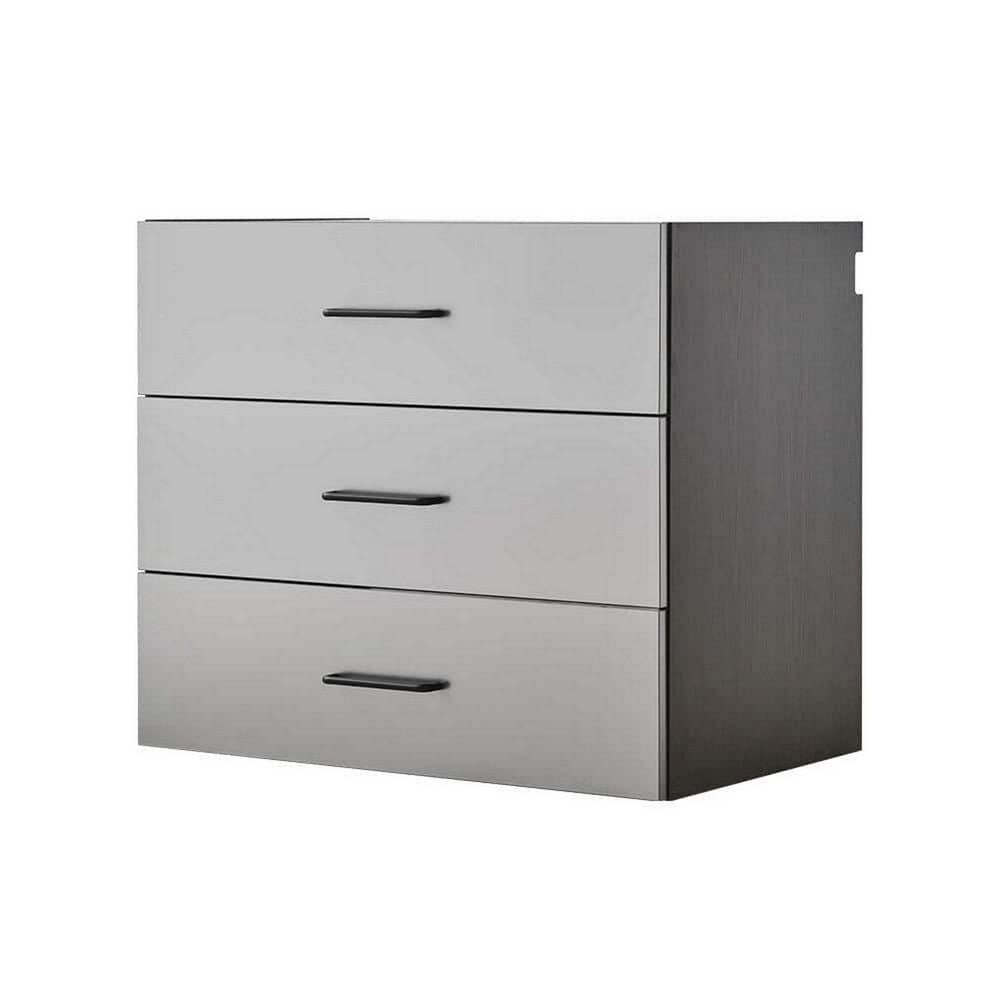 Asti Garage Wall Storage Cabinet, 32 Inch 3 Drawers, Gray Metallic -BM330104