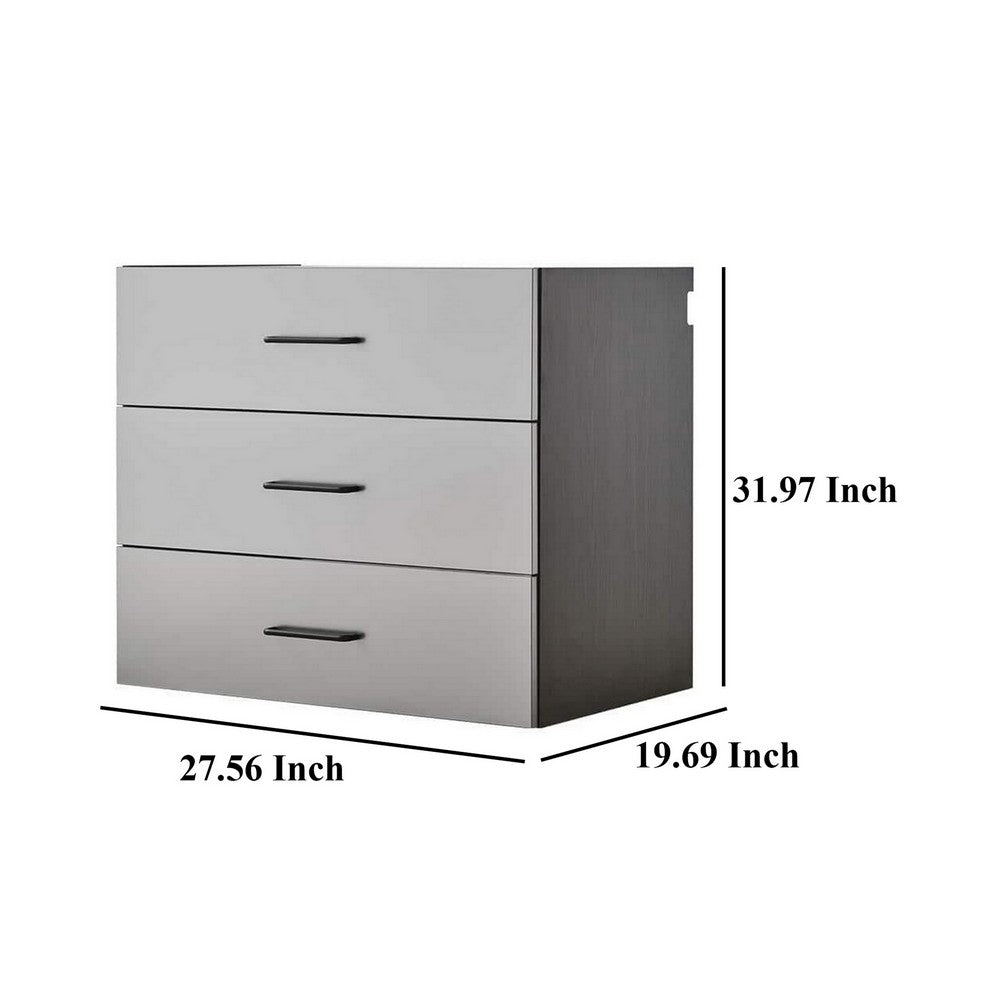 Asti Garage Wall Storage Cabinet, 32 Inch 3 Drawers, Gray Metallic -BM330104
