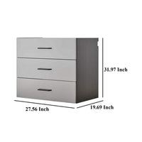 Asti Garage Wall Storage Cabinet, 32 Inch 3 Drawers, Gray Metallic -BM330104