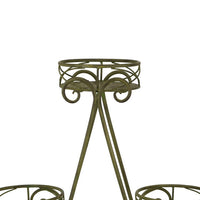 Shin Plant Stand with 4 Pots and Vintage A Frame, Green Metal 33 Inch -BM330107