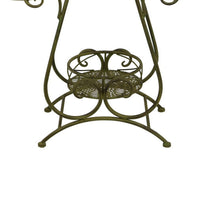 Shin Plant Stand with 4 Pots and Vintage A Frame, Green Metal 33 Inch -BM330107