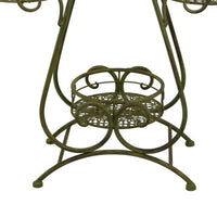 Shin Plant Stand with 4 Pots, Vintage A Frame Dark Green Metal 33 Inch -BM330108