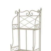 Monty Plant Stand Shelves, 3 Tier Classic Scrolled White Metal 44 Inch -BM330116