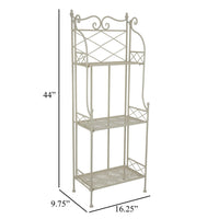Monty Plant Stand Shelves, 3 Tier Classic Scrolled White Metal 44 Inch -BM330116