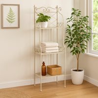 Monty Plant Stand Shelves, 3 Tier Classic Scrolled White Metal 44 Inch -BM330116