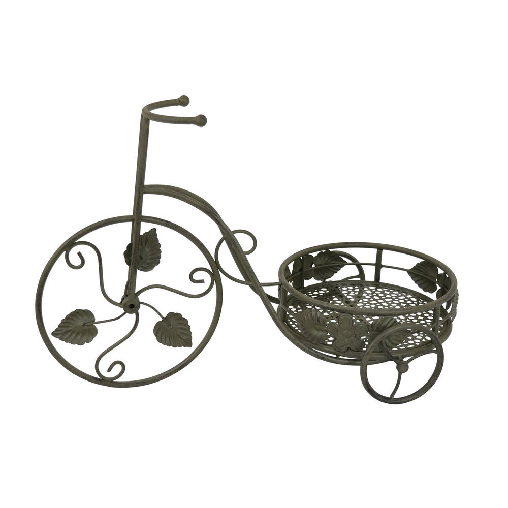 Covey Accent Plant Stand Tricycle, 2 Round Pots, Green Metal 21 Inch - BM330120