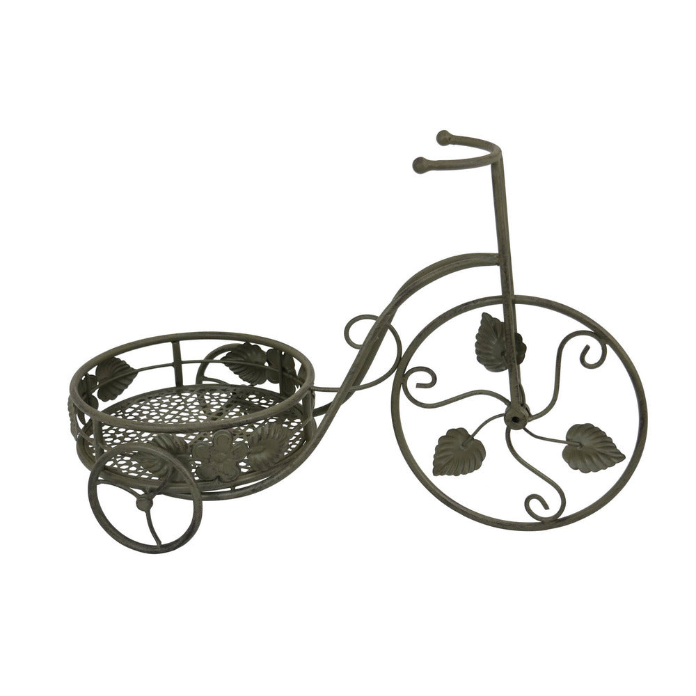 Covey Accent Plant Stand Tricycle, 2 Round Pots, Green Metal 21 Inch - BM330120