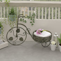 Covey Accent Plant Stand Tricycle, 2 Round Pots, Green Metal 21 Inch - BM330120
