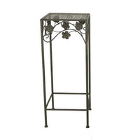 Kitty Plant Stand Table Set of 3, Nesting, Floral Design, Green Metal -BM330123