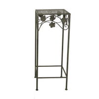 Kitty Plant Stand Table Set of 3, Nesting, Floral Design, Green Metal -BM330123