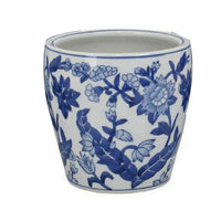Kerry Accent Planter Pot Set of 4, Blue Floral Pottery, White Ceramic -BM330125