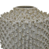 Akira Round Accent Vase with Studded Details, White Ceramic 12 Inch -BM330130