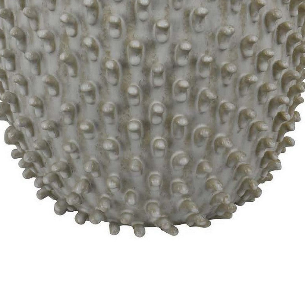 Akira Round Accent Vase with Studded Details, White Ceramic 12 Inch -BM330130