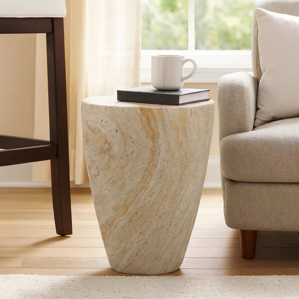 Archi Plant Stand Table, Tapered Marbled White Resin Base 18 Inch -BM330136