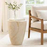 Archi Plant Stand Table, Tapered Marbled White Resin Base 18 Inch -BM330136