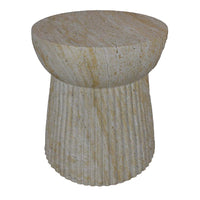 Archi Plant Stand Table, Fluted Design Marbled White Resin 17 Inch -BM330137