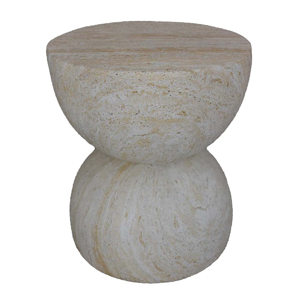 Archi Plant Stand Table, Rounded Design Marbled White Resin 18 Inch -BM330138
