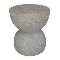 Archi Plant Stand Table, Rounded Design Marbled White Resin 18 Inch -BM330138