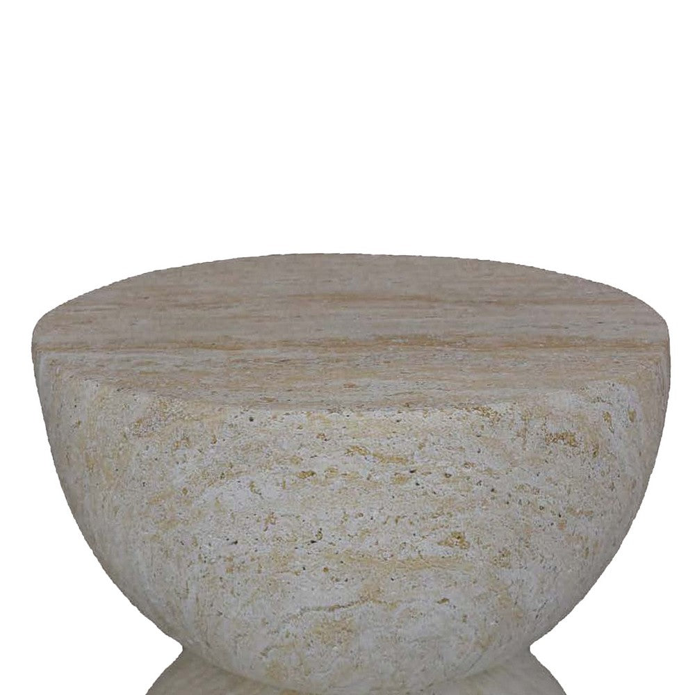 Archi Plant Stand Table, Rounded Design Marbled White Resin 18 Inch -BM330138
