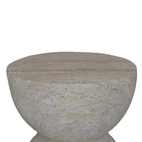 Archi Plant Stand Table, Rounded Design Marbled White Resin 18 Inch -BM330138