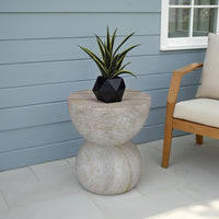 Archi Plant Stand Table, Rounded Design Marbled White Resin 18 Inch -BM330138