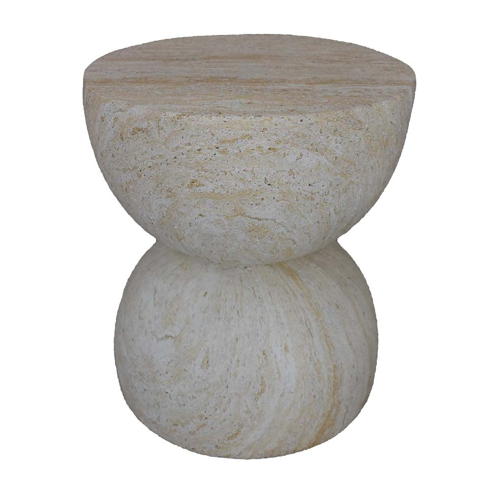 Archi Plant Stand Table, Rounded Design Marbled White Resin 18 Inch -BM330138
