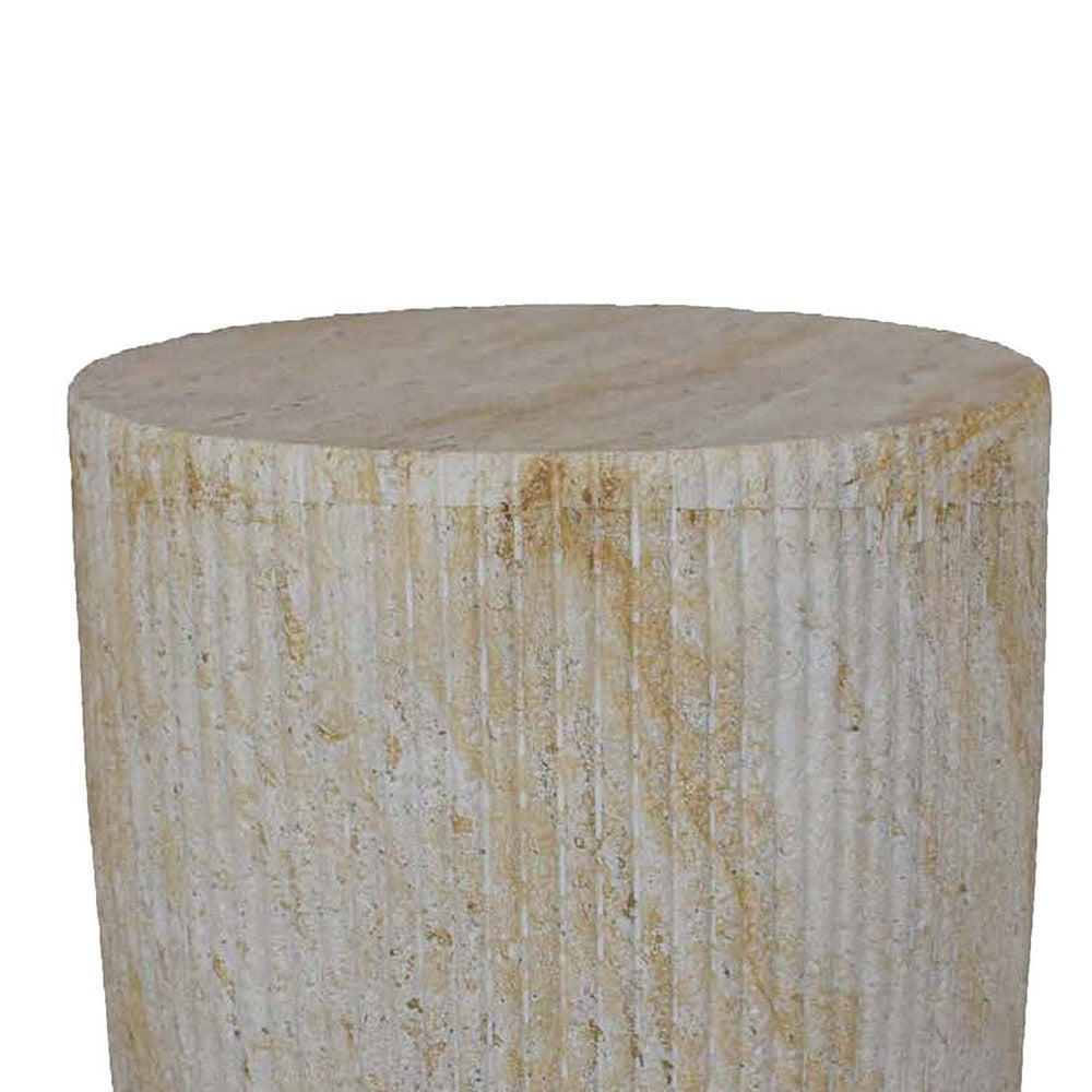 Archi Plant Stand Table, Fluted Surface, Marbled White Resin 18 Inch -BM330139