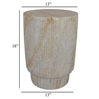 Archi Plant Stand Table, Fluted Surface, Marbled White Resin 18 Inch -BM330139