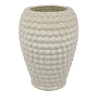 Rozie Round Vase with Bubble Texture Design, White Ceramic 15 Inch -BM330143