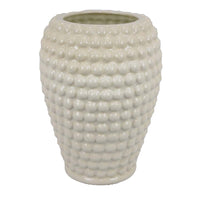 Rozie Round Vase with Bubble Texture Design, White Ceramic 15 Inch -BM330143